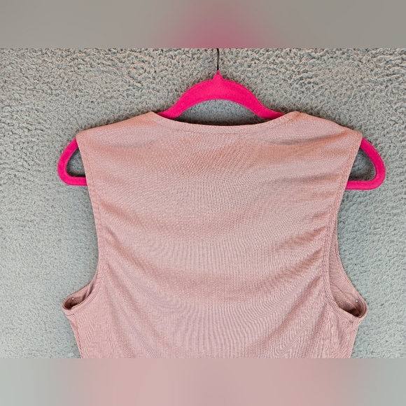 Free People Beach Womens Tank Top Sz L Cropped Pale Pink Ribbed Soft Relaxed - Picture 8 of 9